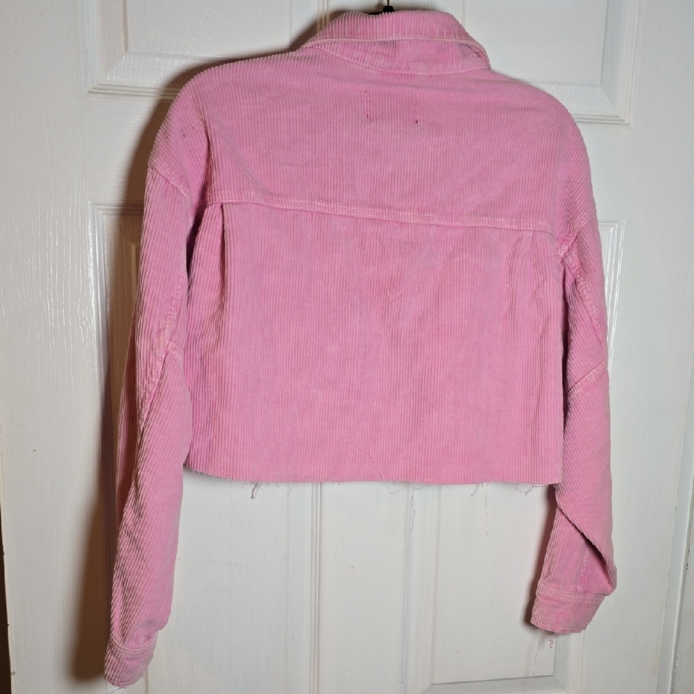 Urban Outfitters BDG S Small Pink Corduroy Jean Jacket With Raw Cropped Hem - Picture 5 of 5